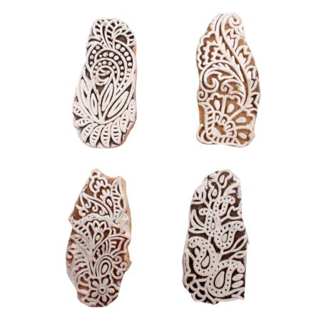 Set of 4 Piece New Mix Wooden Printing Block